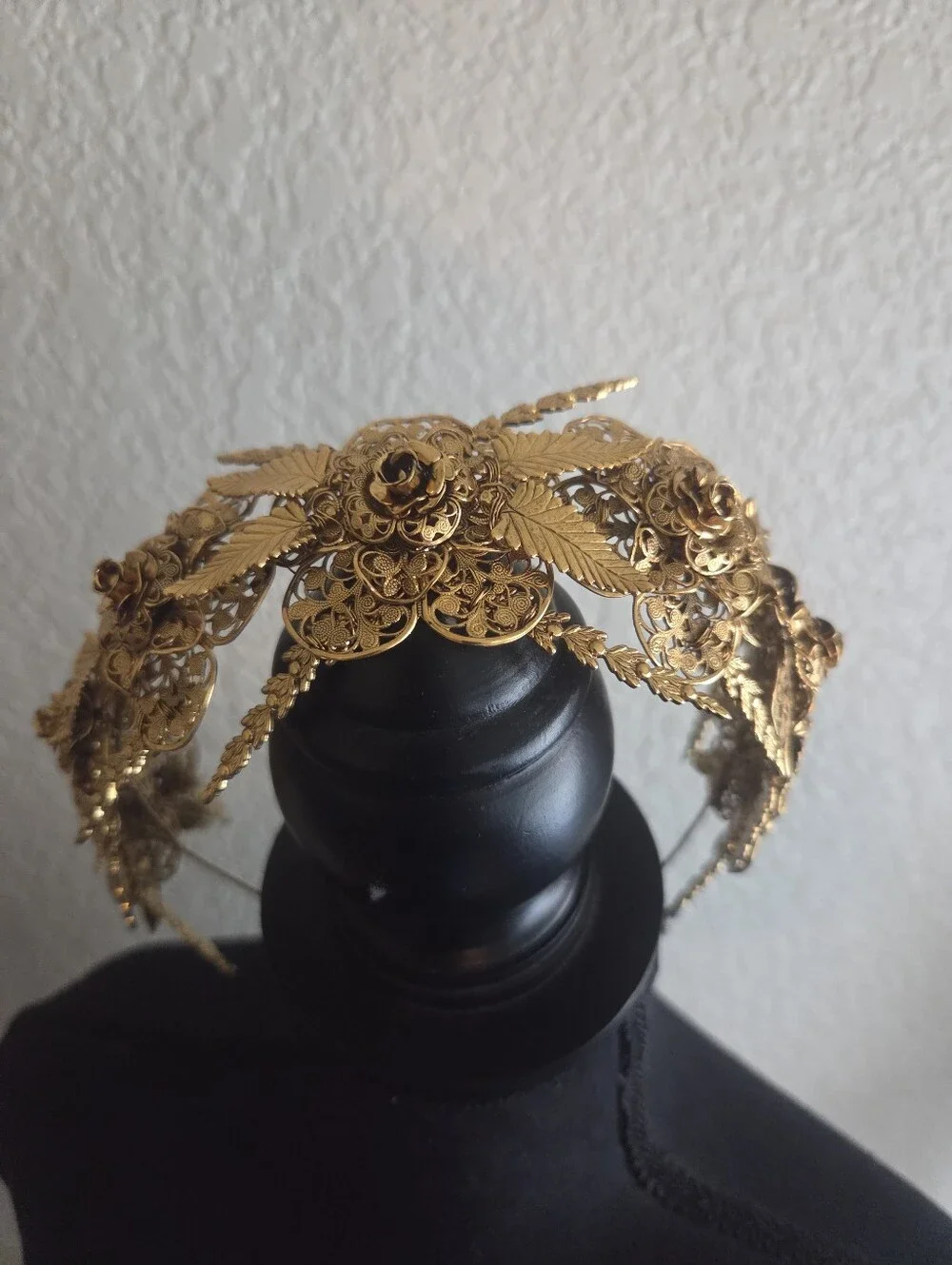 Jennifer Behr Gold Rosamund Tiara Headband - Vintage Brass Filigree Crown